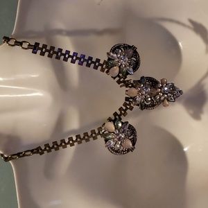 Pier 1 Imports Antique Gold Tone Chunky Rhinestone Necklace Fashion Jewelry.